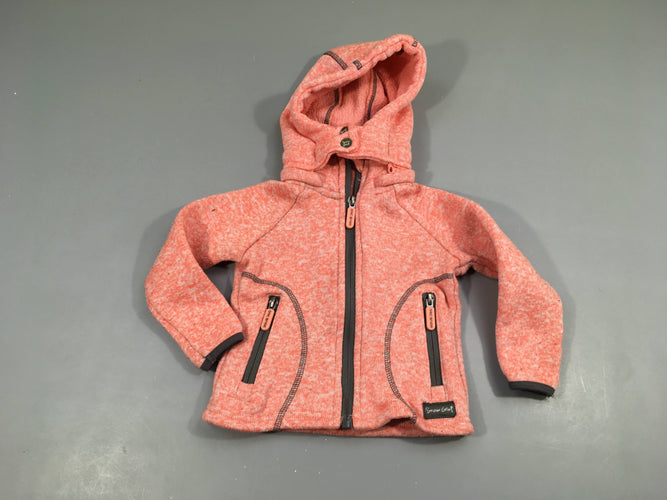 Sweat zippéà capuche maille rose chiné, moins cher chez Petit Kiwi