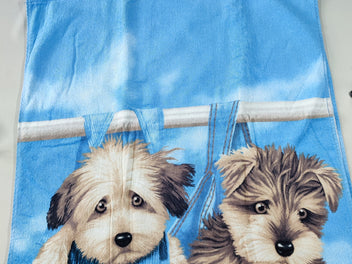 Essuie de bain bleu 2 chiens