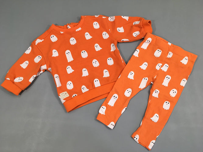 Sweat orange fantômes, légère tache sur la manche + legging, moins cher chez Petit Kiwi