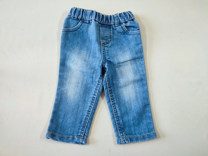 Jeans bleu effet délavé taille élastique, moins cher chez Petit Kiwi