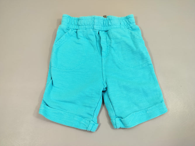 Short en jersey bleu flammé à revers, moins cher chez Petit Kiwi