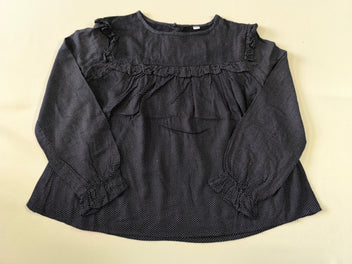 Blouse m.l noire à pois blancs