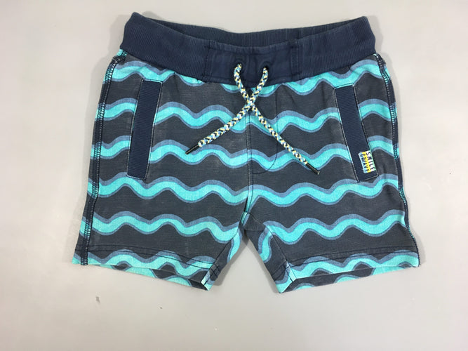 Short molleton bleu marine vagues, Sturdy, moins cher chez Petit Kiwi