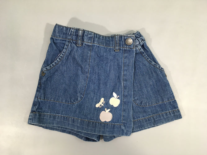 Jupe/short denim pommes, moins cher chez Petit Kiwi