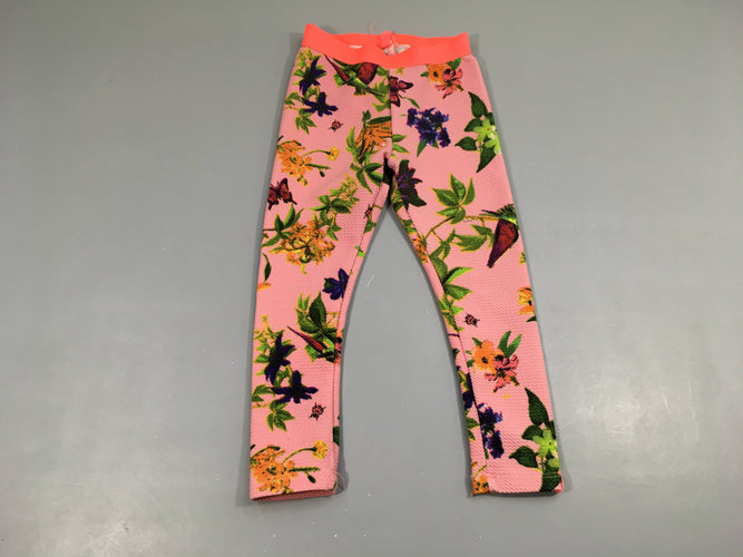 Legging synthétique rose fleurs, moins cher chez Petit Kiwi