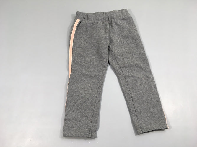 Pantalon mlt de training gris liseret rose, moins cher chez Petit Kiwi