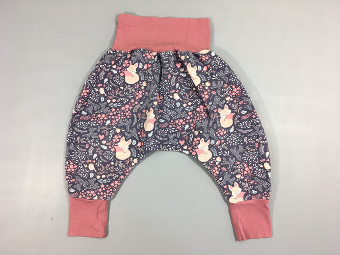 Pantalon sarouel jersey mauve fleuri, moins cher chez Petit Kiwi