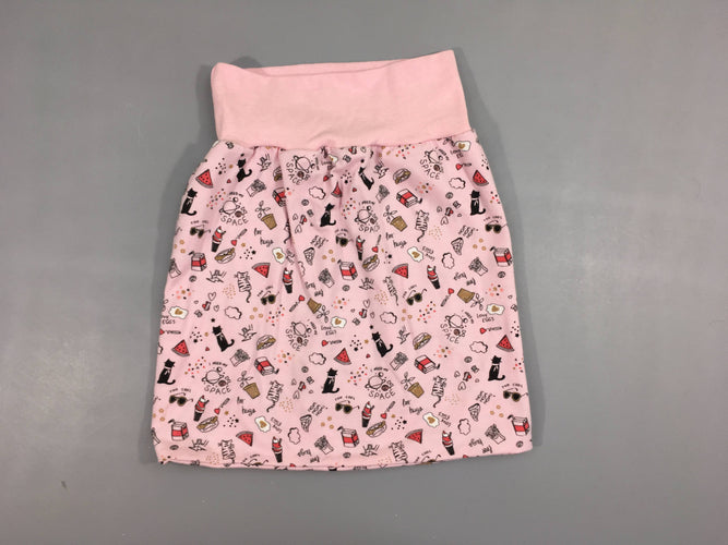 Jupe jersey rose motifs, moins cher chez Petit Kiwi