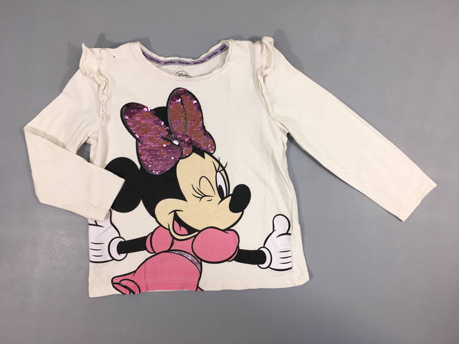 T-shirt m.l blanc Minnie sequins, moins cher chez Petit Kiwi