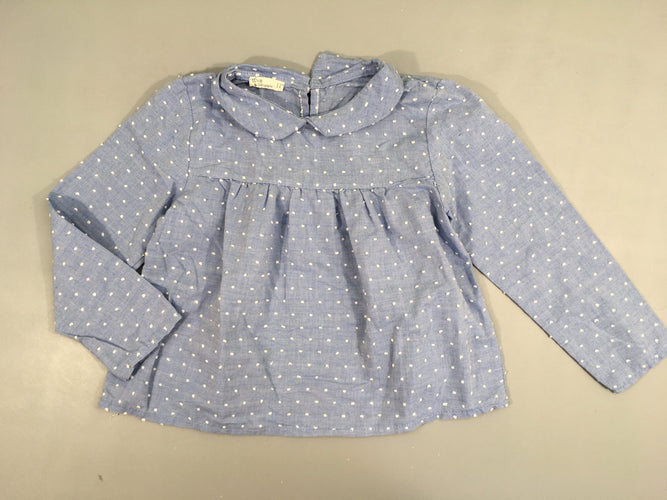 Blouse m.l bleu clair plumetis col, moins cher chez Petit Kiwi