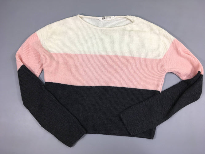 Pull court blanc/rose/gris foncé, moins cher chez Petit Kiwi