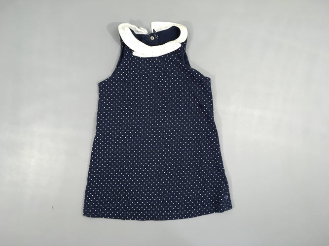 Robe m.c jersey bleu foncé pois col, moins cher chez Petit Kiwi