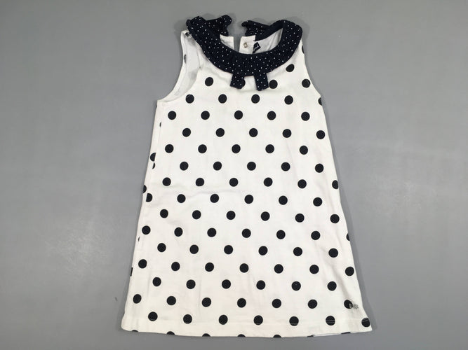 Robe s.m jersey blanche pois col, moins cher chez Petit Kiwi