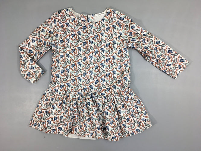 Robe m.l blanche motifs bleu/brun Eden et Victor, moins cher chez Petit Kiwi