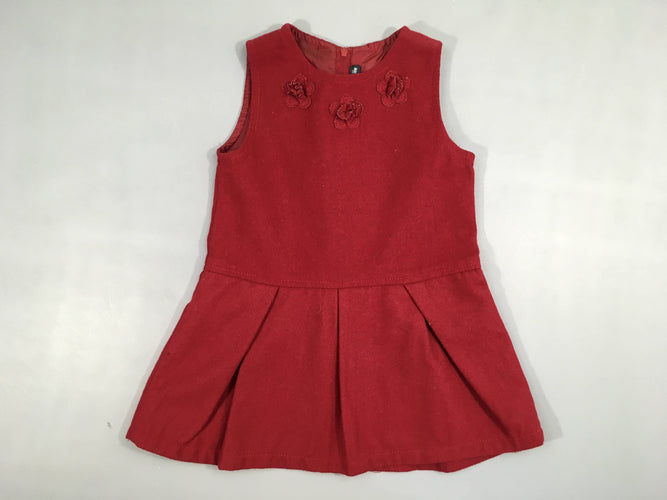 Robe s.m bordeaux fleurs, 50% laine, moins cher chez Petit Kiwi