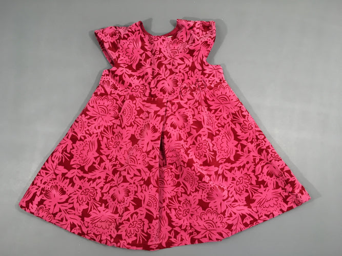 Robe m.c velours rouge/rose motifs, moins cher chez Petit Kiwi