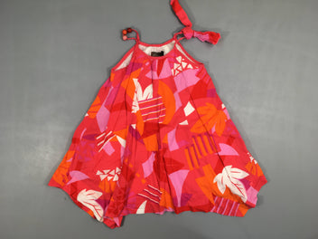 Robe fines bretelles motifs rose/corail/orange