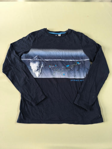 T-shirt m.l bleu marine baleine en sequins réversibles "Prote ct wildlife", moins cher chez Petit Kiwi