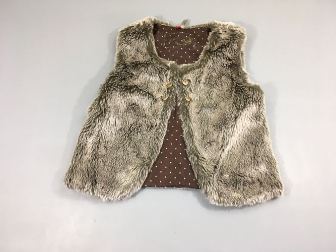 Gilet de berger fausse fourrure taupe, moins cher chez Petit Kiwi