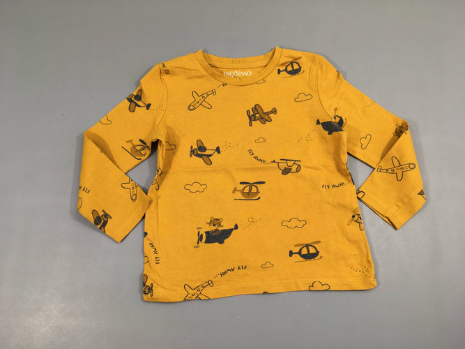 T-shirt m.l jaune avions, moins cher chez Petit Kiwi