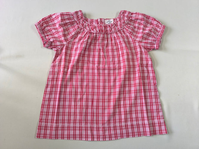 Blouse m.c à carreaux rouge/blanc, moins cher chez Petit Kiwi