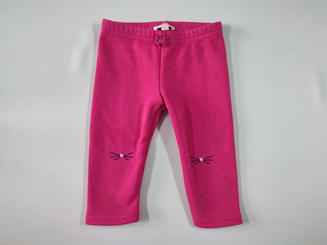 Pantalon molleton rose doublé velours moustaches de chat aux genoux, moins cher chez Petit Kiwi