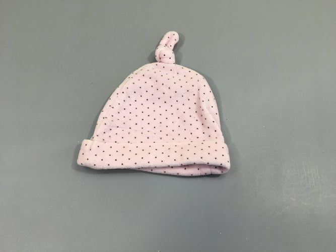 Bonnet velours rose pois, moins cher chez Petit Kiwi