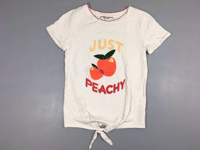 T-shirt m.c blanc Juste Peachy nouable, moins cher chez Petit Kiwi