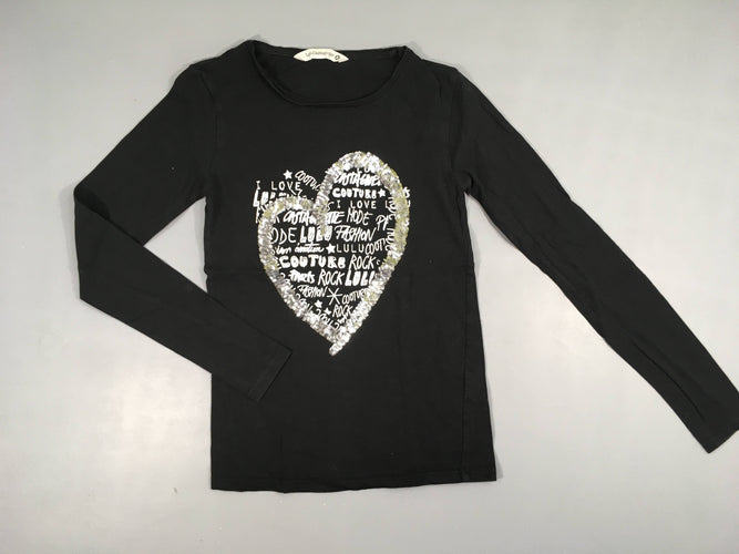 T-shirt m.l noir coeur sequins, moins cher chez Petit Kiwi