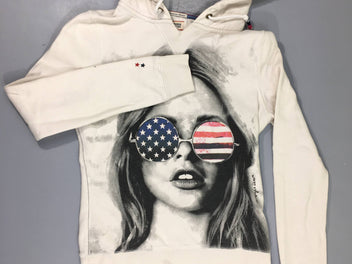 Sweat à capuche blanc cassé Fille USA-Tache sur bas voir photo