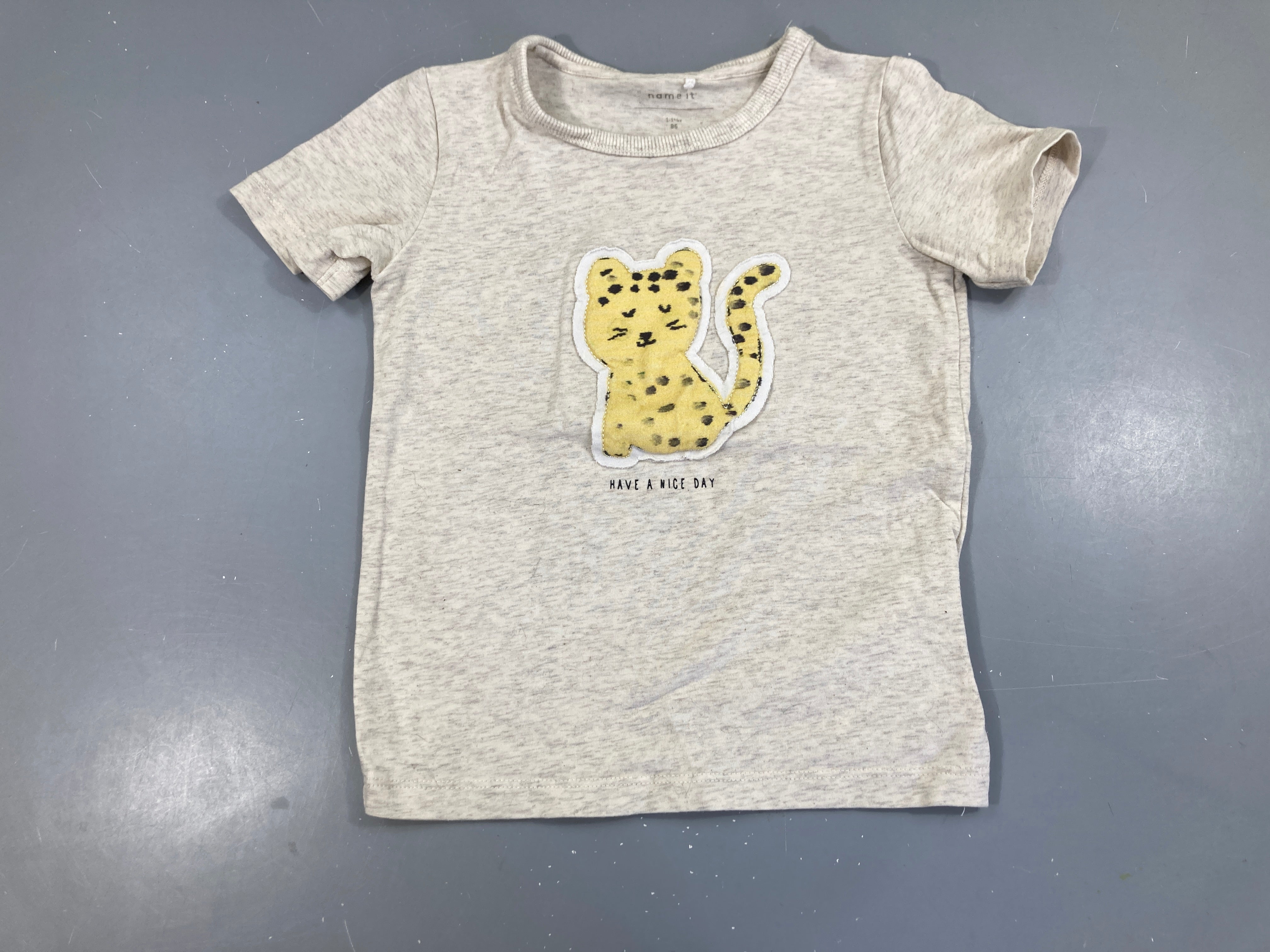 T-shirt m.c beige chiné Félin texturé