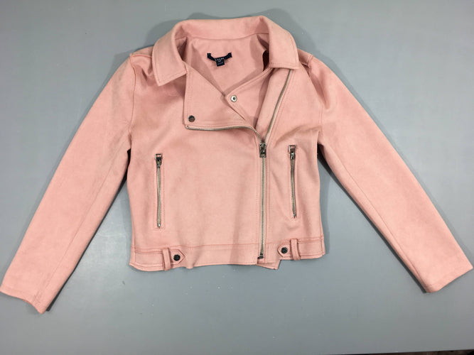 Veste zippée croute de cuir rose, moins cher chez Petit Kiwi