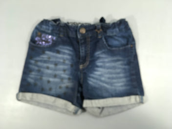 Short en jean à revers sequins poche étoiles