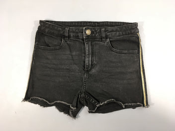 Short en jean effet effiloché bas noir bandes latérales dorées