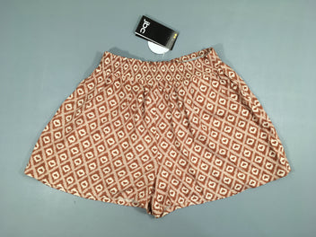 Neuf-Short fluide motifs losanges coeurs bruns