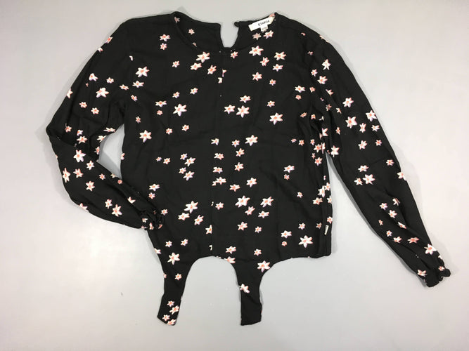 Blouse ml noire étoiles roses/blanchees, moins cher chez Petit Kiwi