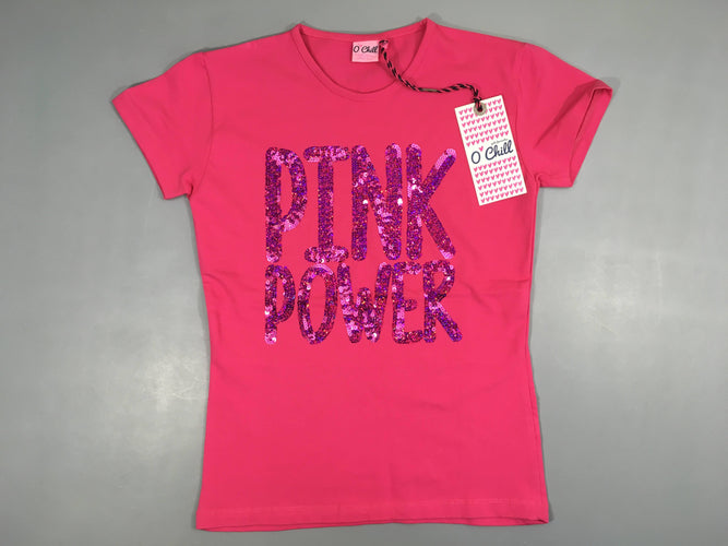 Neuf-T-shirt m.c rose PINK sequins O'chill, moins cher chez Petit Kiwi