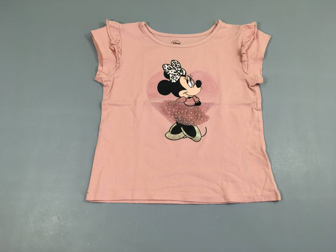 T-shirt m.c rose Minnie froufrous, moins cher chez Petit Kiwi