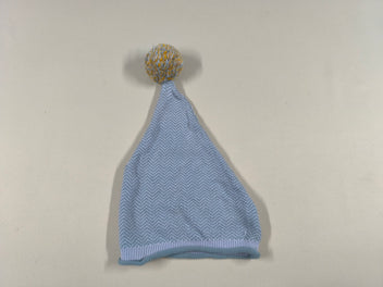 Bonnet fines mailles vert/gris pompon 5% cachemire