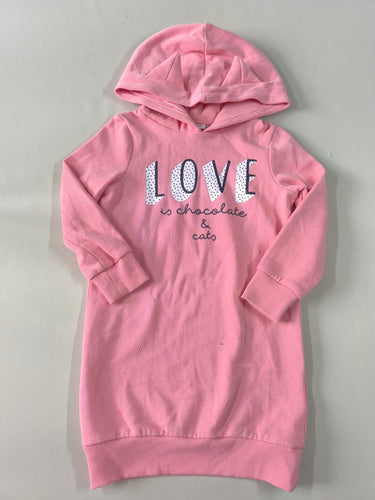 Robe sweat m.l à capuche rose "Love is chocolate & cats", moins cher chez Petit Kiwi