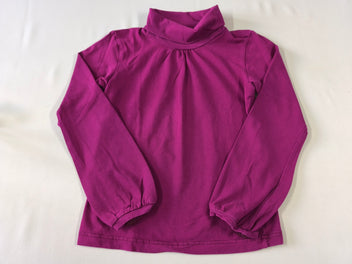 T-shirt m.l col roulé fuchsia élastique aux manches