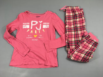 Pyjama 2 pcs, jersey rose / flanelle carreaux