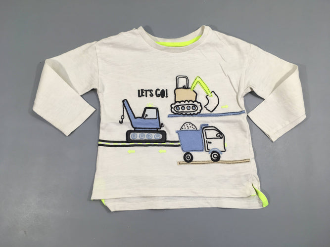 T-shirt m.l blanc cassé flammé Engins, moins cher chez Petit Kiwi