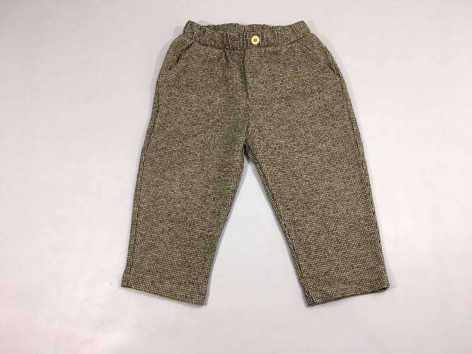 Pantalon style tweed pied de poule beige noir, moins cher chez Petit Kiwi