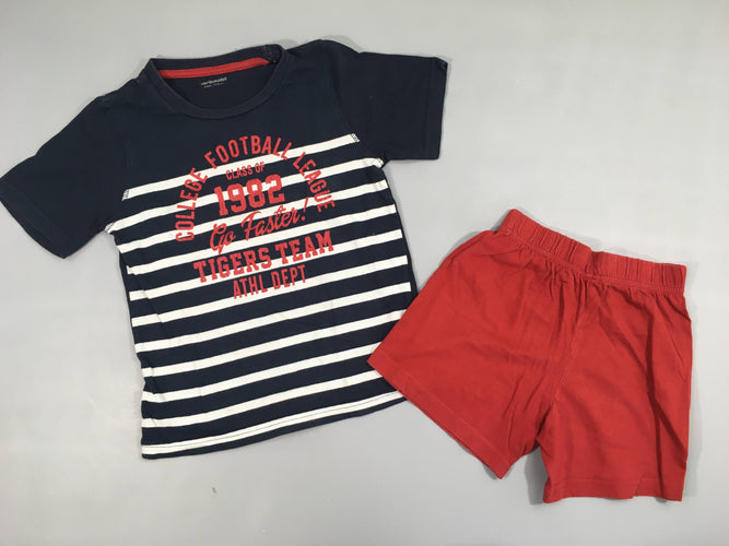 Pyjashort 2pcs jersey bleu rayé blanc 192 le bas rouge, moins cher chez Petit Kiwi