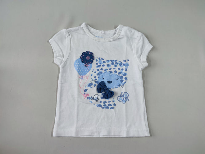 T-shirt m.c blanc léopard bleu papillon ballons bleus, moins cher chez Petit Kiwi