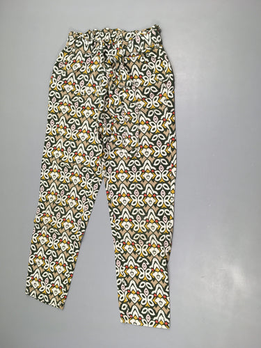 Pantalon fluide beige à motifs vert/blanc/jaune, moins cher chez Petit Kiwi