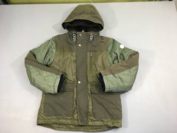 Veste zippée à capuche kaki 2 en 1 doublé peluche