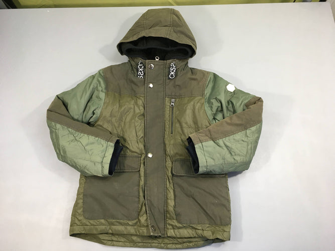 Veste zippée à capuche kaki 2 en 1 doublé peluche, moins cher chez Petit Kiwi