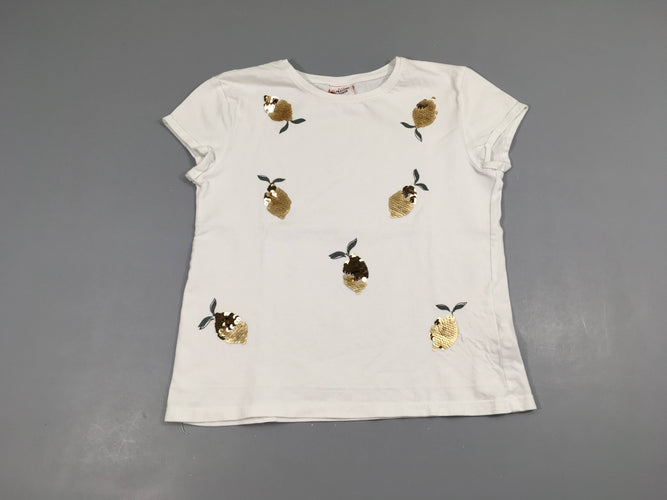 T-shirt m.c blanc citrons sequins, moins cher chez Petit Kiwi